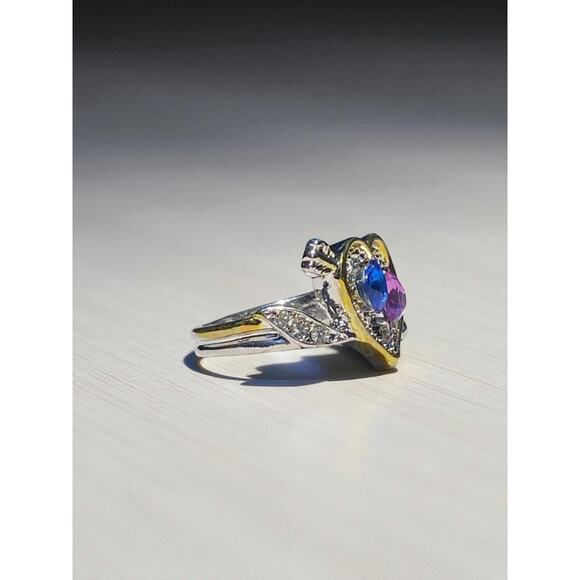 Gold & Silver Tone  Hidden Message Heart Ring Size 6 - Picture 2 of 7